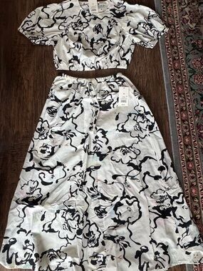 A New Day multicolor midi skirt set XS NWT